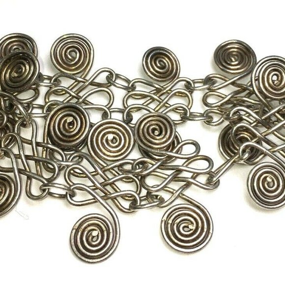 Nickel/Silvertone Ornate Hand Made Bracelet - Picture 5 of 12